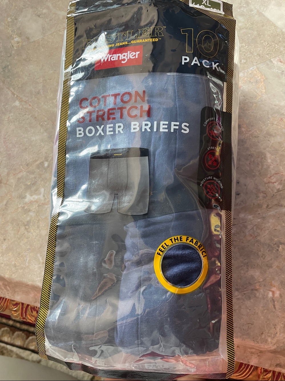 Rustler 10-Pack Cotton Men’s Boxer Briefs in Black, Navy & Burgundy